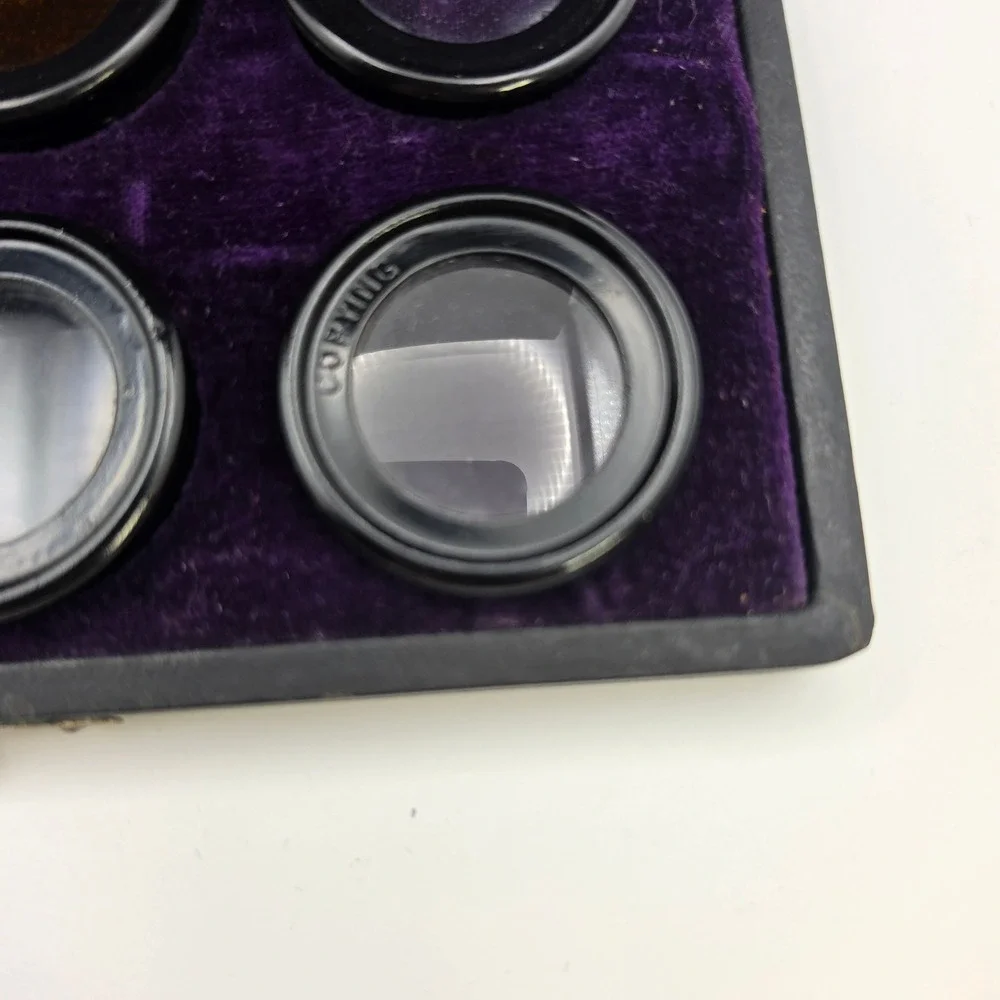 Burke & James Vintage Camera Lens Filter Set Wide Angle Portrait Duplicator Case